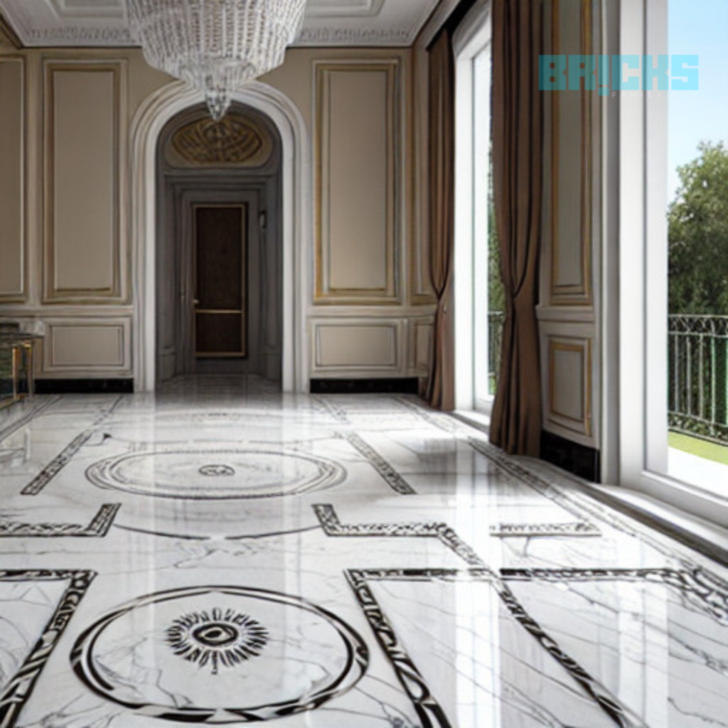 Mandala marble floor design
